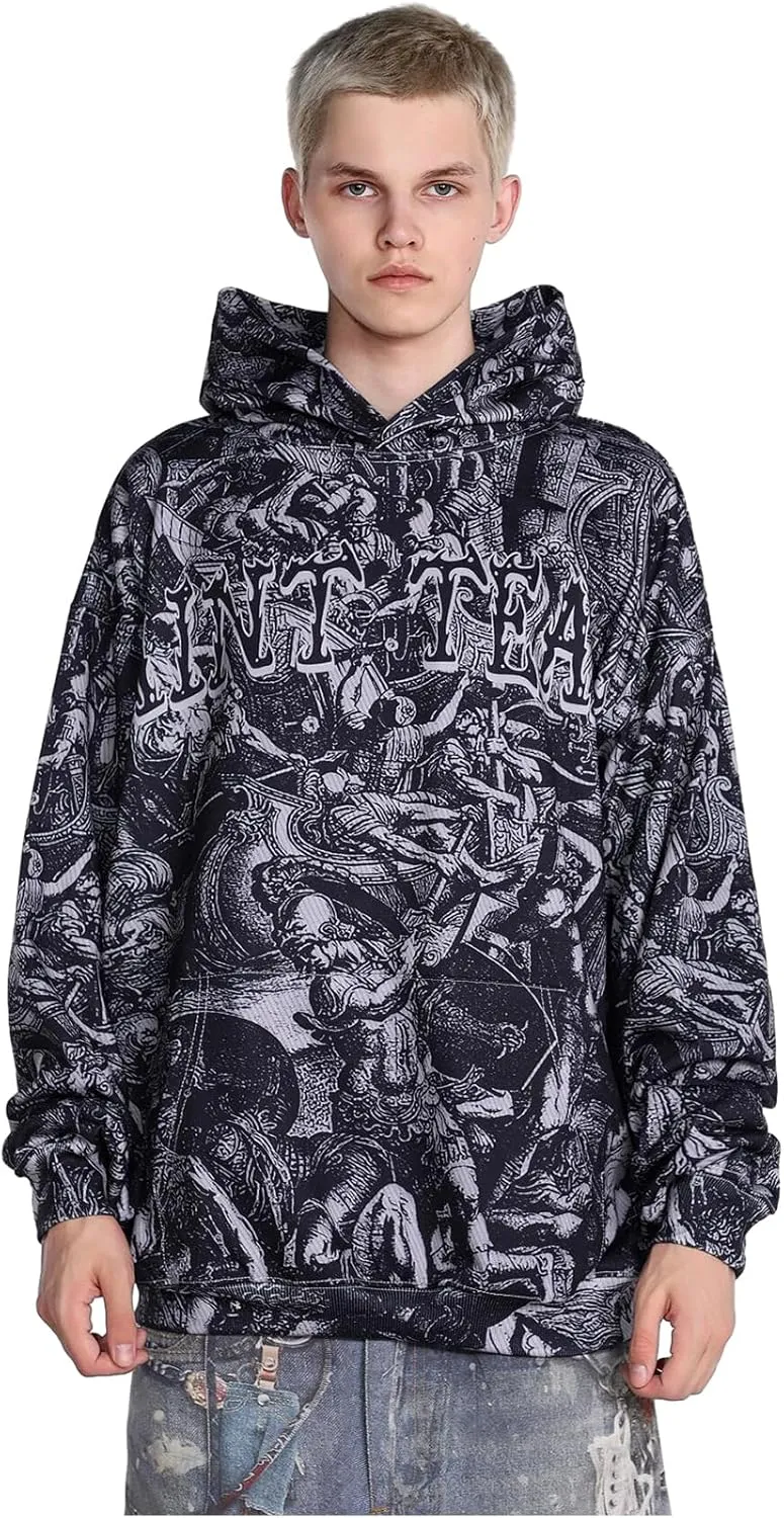 DONCARE Saint Tears Camouflage Vintage Full Patterm Print Hoodie Oversized Casual Daily Match Sweatshirts