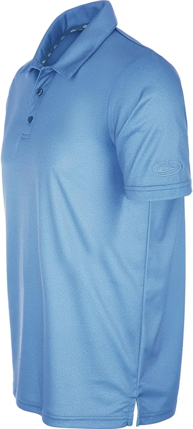 Drake Waterfowl Men's Performance Heather Short Sleeve Polo Shirt - Moisture-Wicking Quick Dry UPF Sun Protective Active Tee