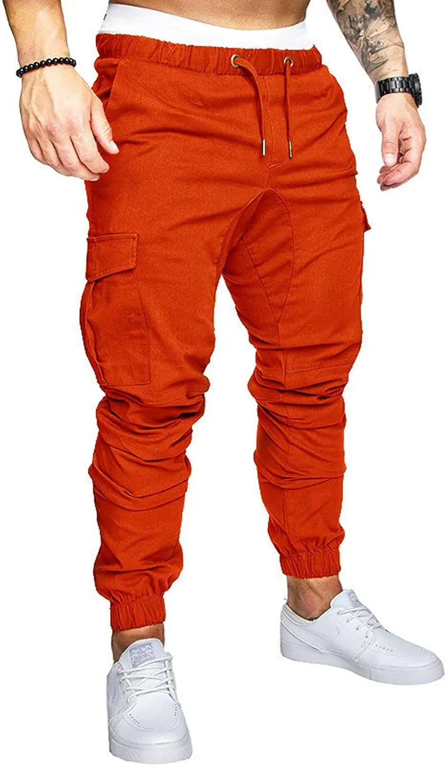 Dudubaby Plus Size Dress Pants for Mens Work Pants Casual Multi Pocket Trousers Sports Drawstring Trousers