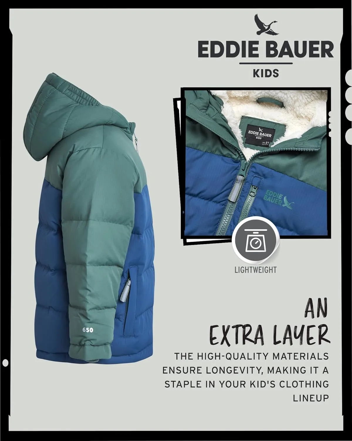 Eddie Bauer Toddler Winter Jacket - Heavyweight Quilted Down Jacket, Insulated Hooded Coat for Toddler Boys and Girls (2T-4T)