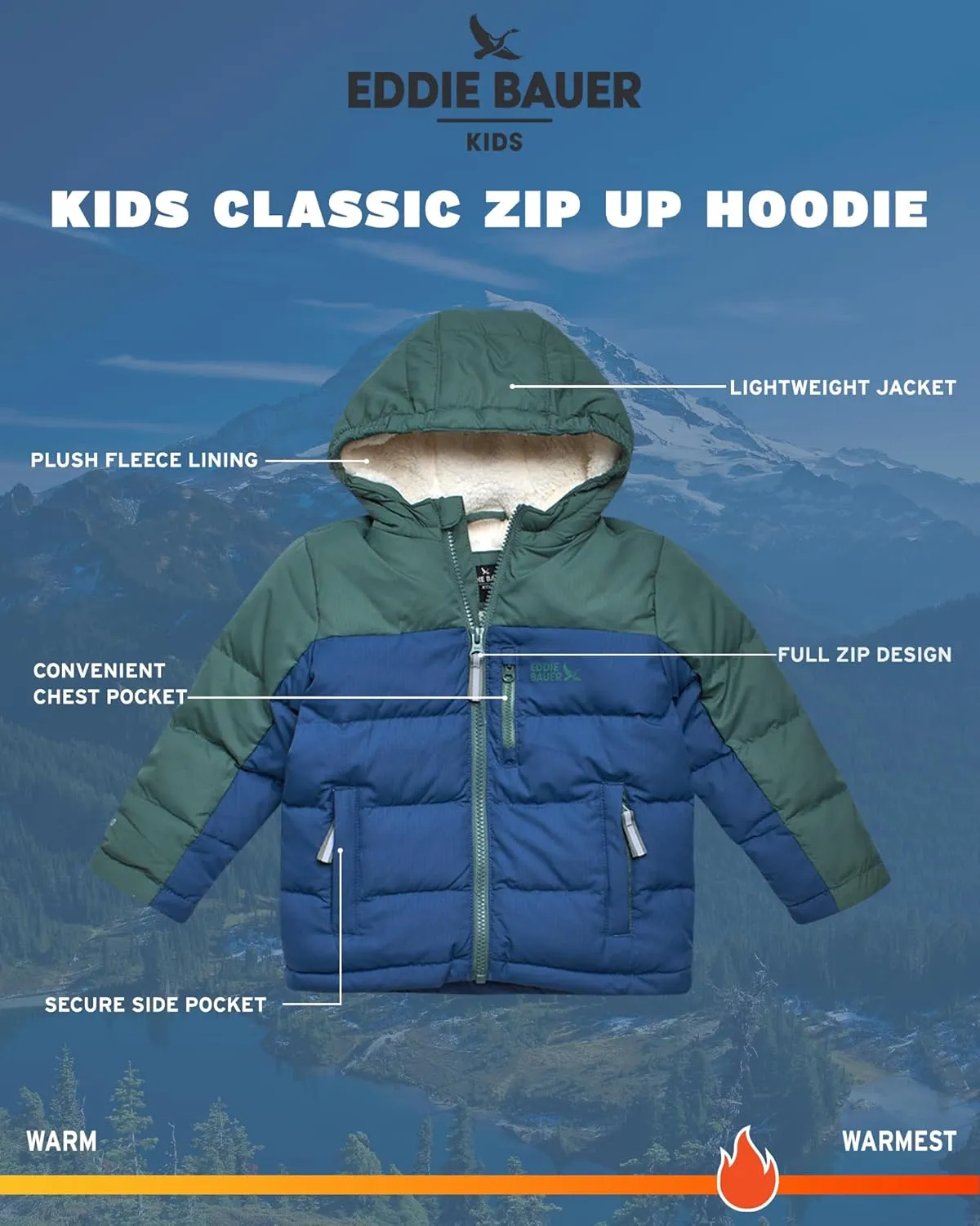 Eddie Bauer Toddler Winter Jacket - Heavyweight Quilted Down Jacket, Insulated Hooded Coat for Toddler Boys and Girls (2T-4T)