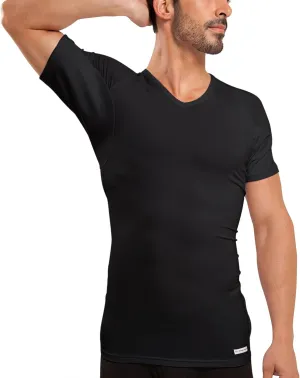 Ejis Men's Sweat Proof Undershirt, V Neck, Anti-Odor Silver, Micro Modal, Sweat Pads
