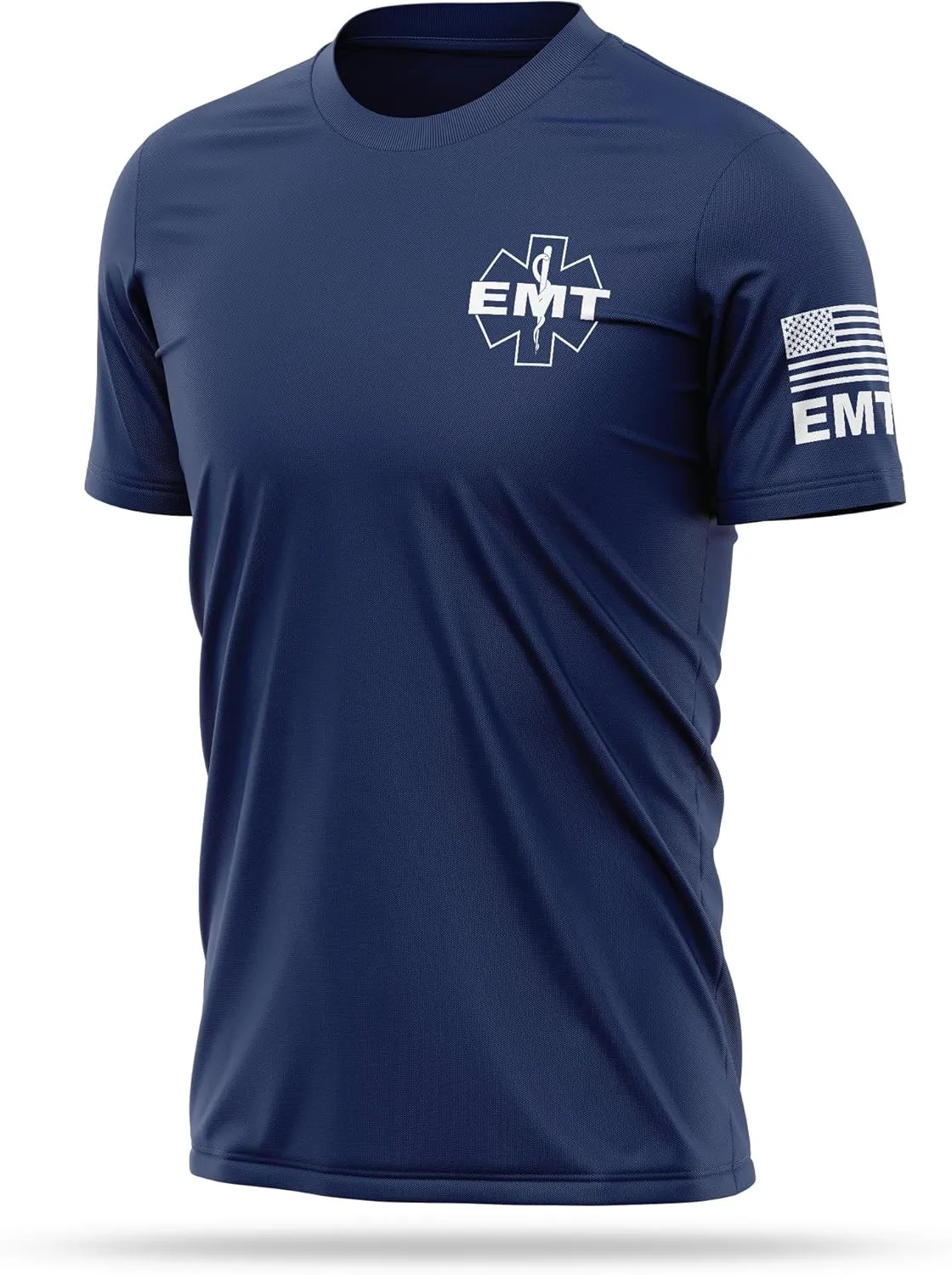 EMT Utility Shirts for Men | USA Patriotic Lightweight Tee | Micro Polyester, Moisture-Wicking Quick-Dry Comfort.