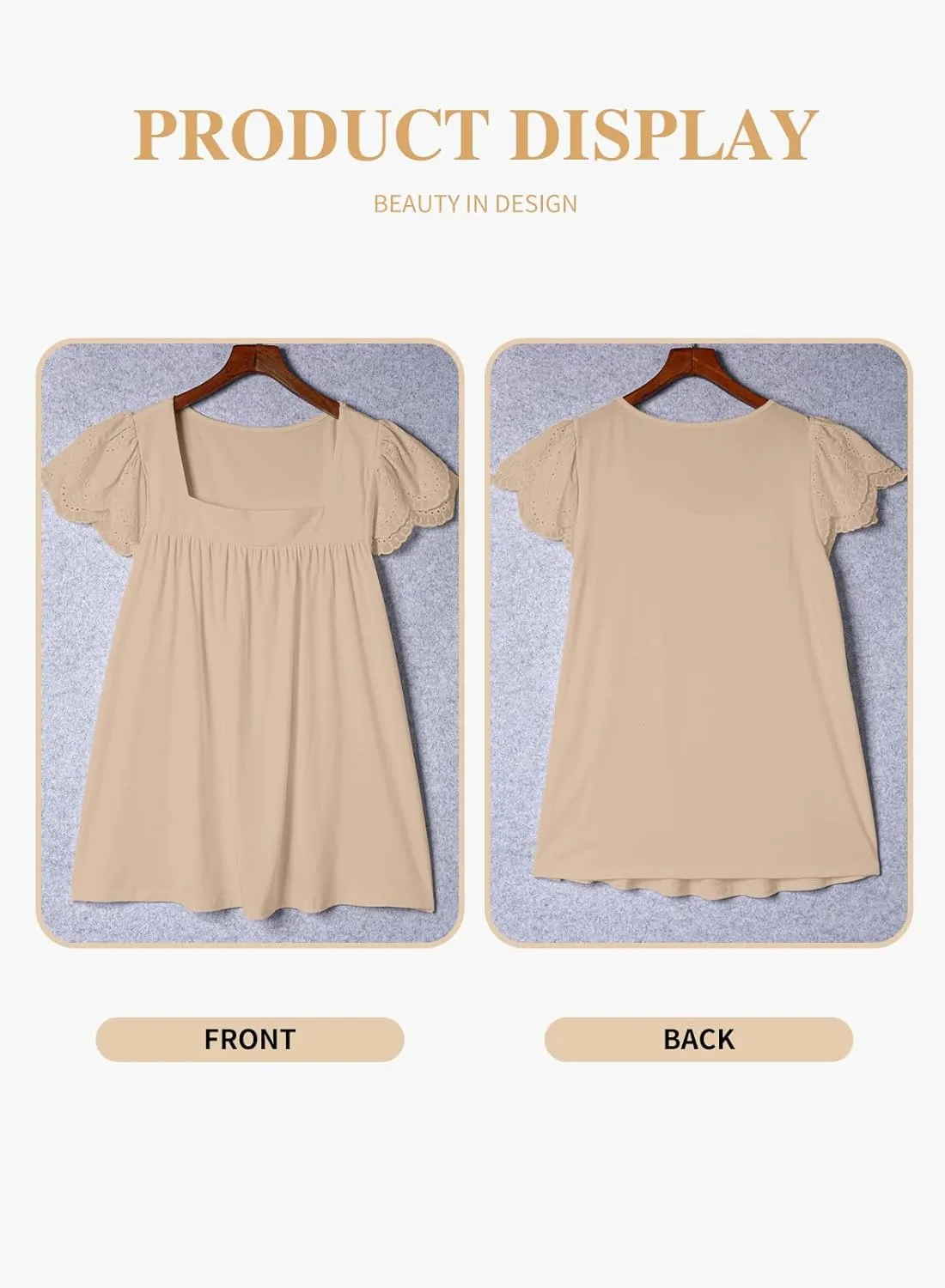 Eytino Womens Plus Size Tops Ruffle Short Sleeve Square Neck Summer Loose Casual Tee Shirts(1X-5X)
