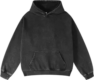 FAIABLE Acid Wash Hoodie Oversized Vintage Hoodies Heavyweight Distress Washed Sweatshirts for Women Men Couple