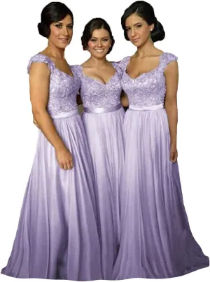 Fanciest Navy Blue Bridesmaid Dresses for Women Long Chiffon A Line Appliques Lace Formal Dress Maxi Prom Gowns