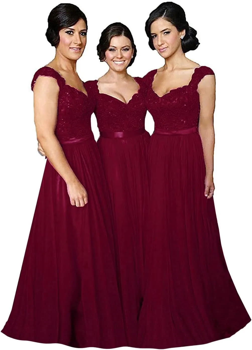 Fanciest Navy Blue Bridesmaid Dresses for Women Long Chiffon A Line Appliques Lace Formal Dress Maxi Prom Gowns