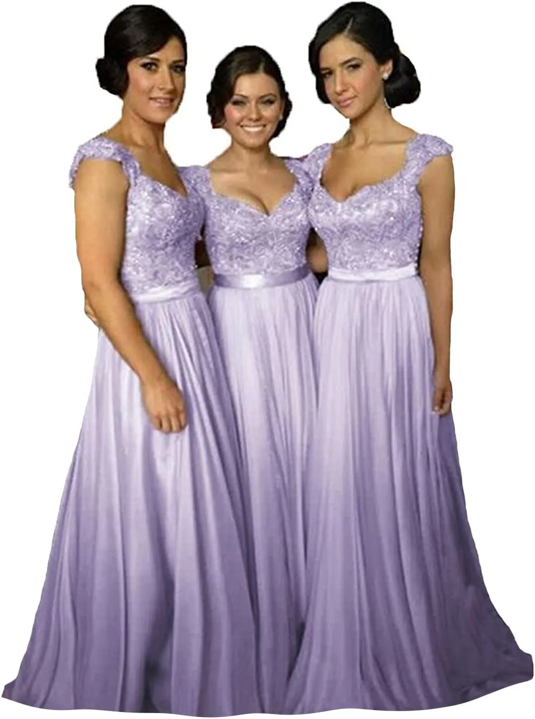 Fanciest Navy Blue Bridesmaid Dresses for Women Long Chiffon A Line Appliques Lace Formal Dress Maxi Prom Gowns