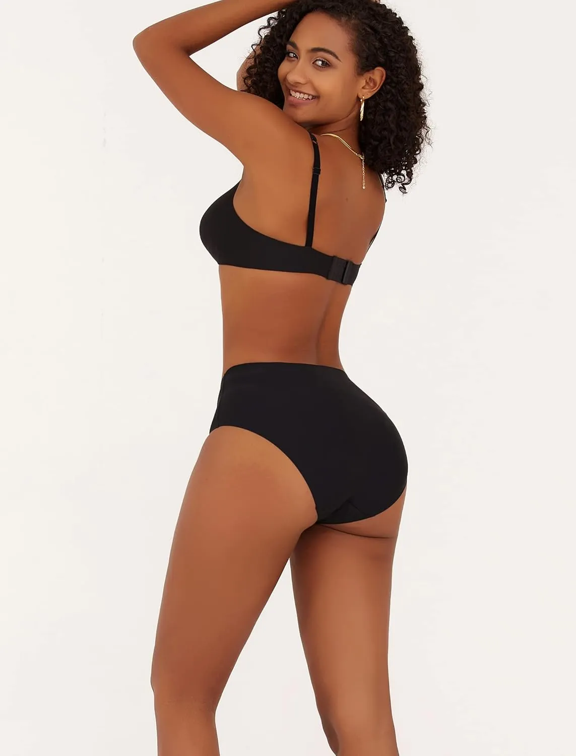 FINETOO Women's High Waisted Seamless Underwear Full Coverage Brief Ladies No Show Panties Sexy Lingerie Regular&Plus Size