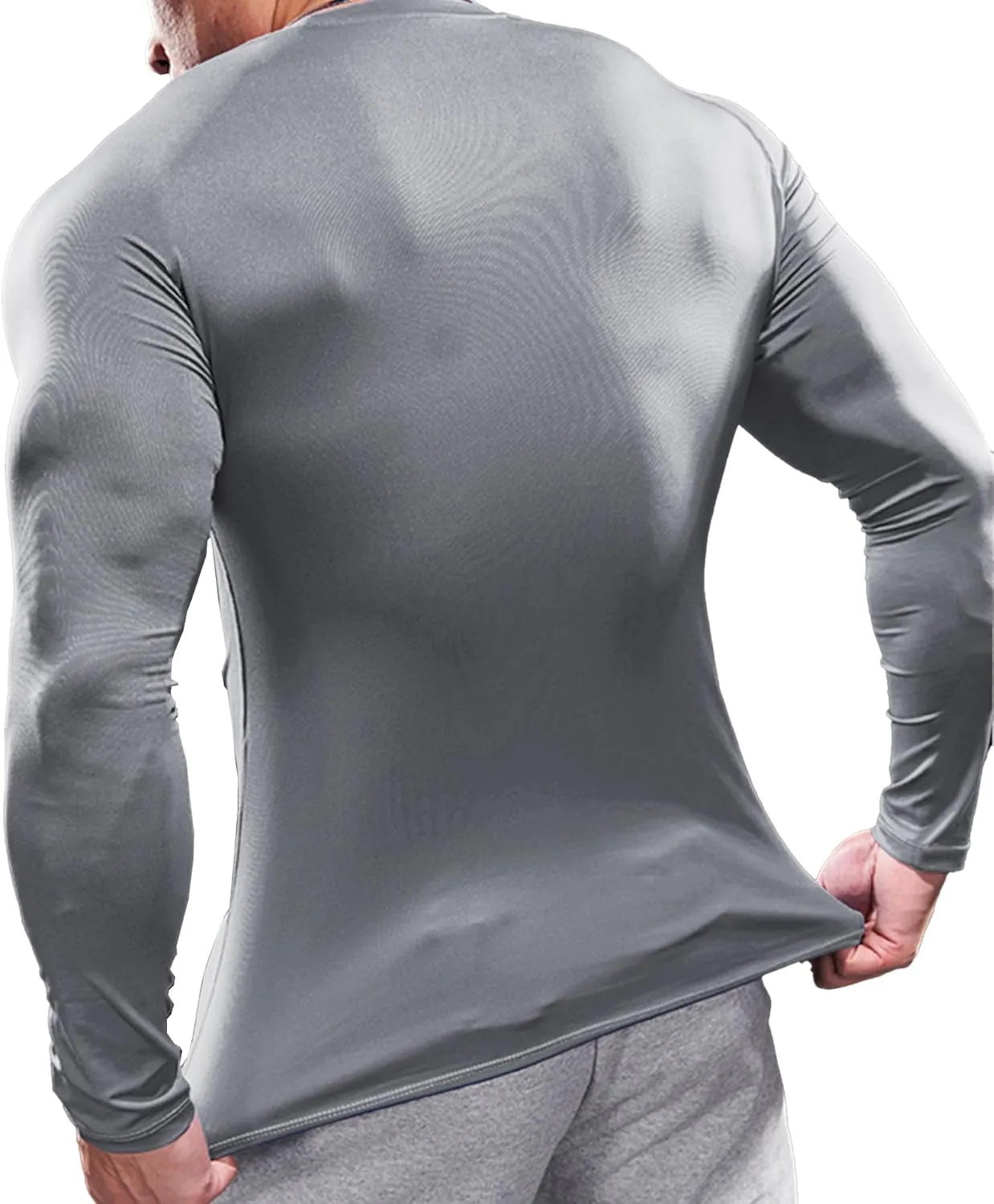 Fioboc Compression Shirts Active Crew Neck Tee Moisture Wicking Quick Dry Gym Running Shirts S-4XL