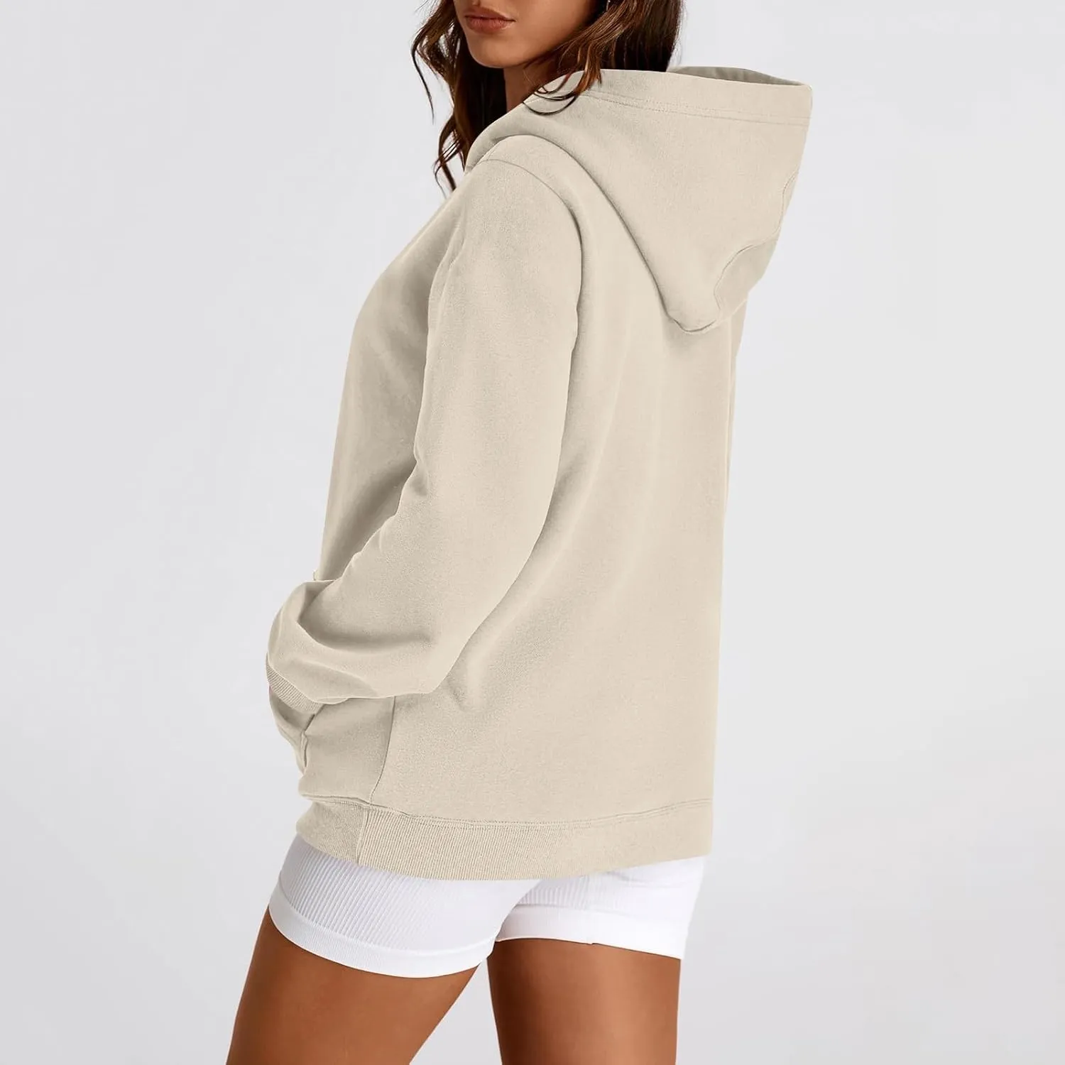 Fleece Hoodies for Women Trendy Lightweight Oversized Sweatshirt Baggy Drawstring Y2K Hoodie Pullover Tops w/Pockets