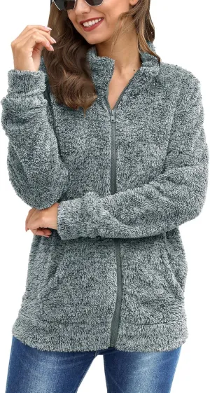 For G and PL Women's Long Sleeve Full Zip Soft Warm Fleece Jacket