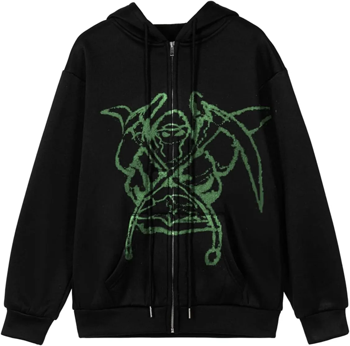 Franhais Gothic Zip Up Hoodie Oversized Women Sweatshirt Harajuku Punk E-Girls Y2K Aesthetic Autumn Outwear Jacket
