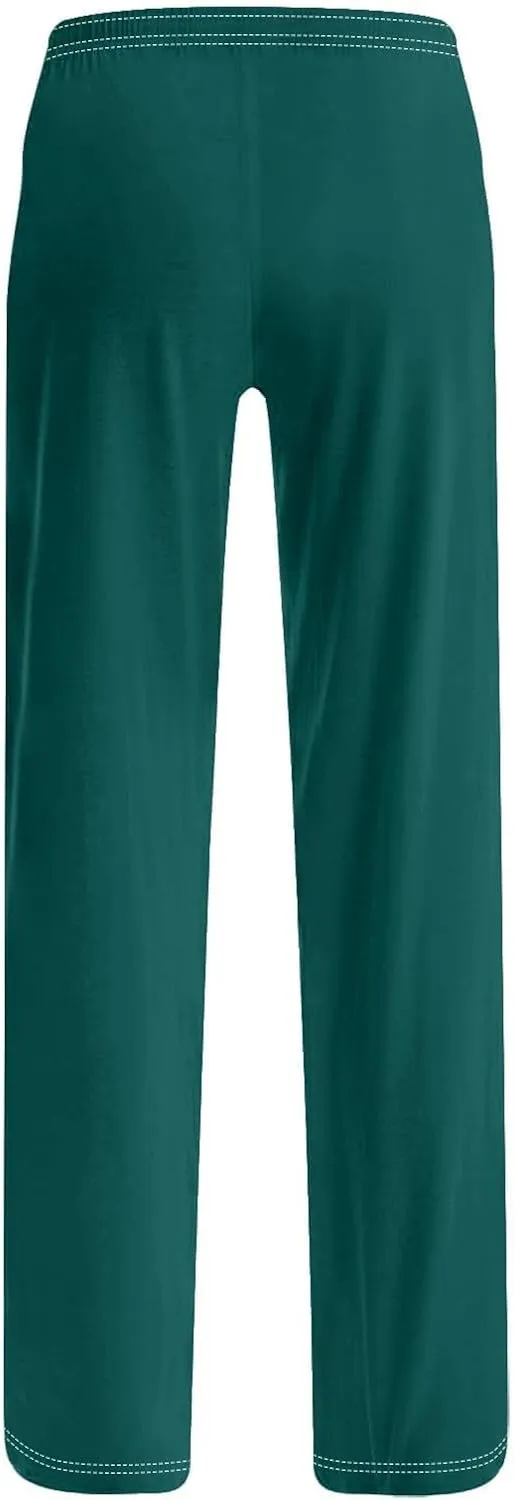 GIERIDUC Pajams Pants for Women Flowy Palazzo Pants Boho High Waist Wide Leg Trousers Summer Beach Lounge Outfits 2025