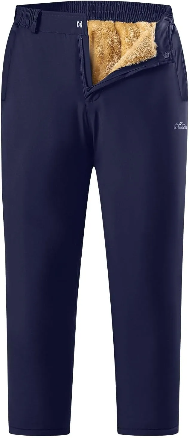 Golf Pants for Men Stretch Slim Fit Sherpa Fleece Lined Work Business Pants Dress Casual Straight Leg Trousers