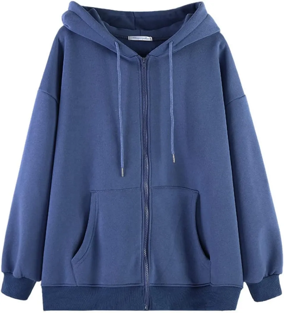 Grunge Jacket Women Fairy Zip Up Fleece Hoodie Y2k Vintage Oversized Long Sleeve Goth Sweatshirt Harajuku Streetwear