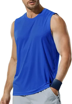 Haimont Men's Workout Tank Top Dry Fit UPF 50 Sleeveless Muscle Tee Shirts for Swim, Running, Hiking, Beach