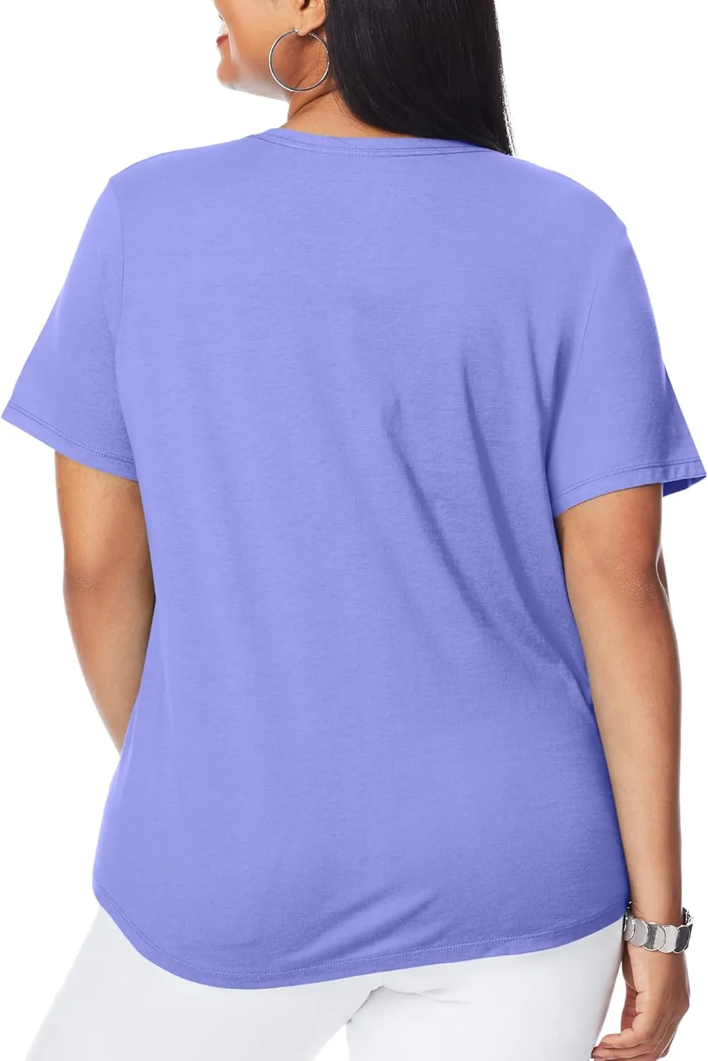 Hanes Women's Just Plus Size Cotton Jersey T-Shirt, Short Sleeve V-Neck Tee
