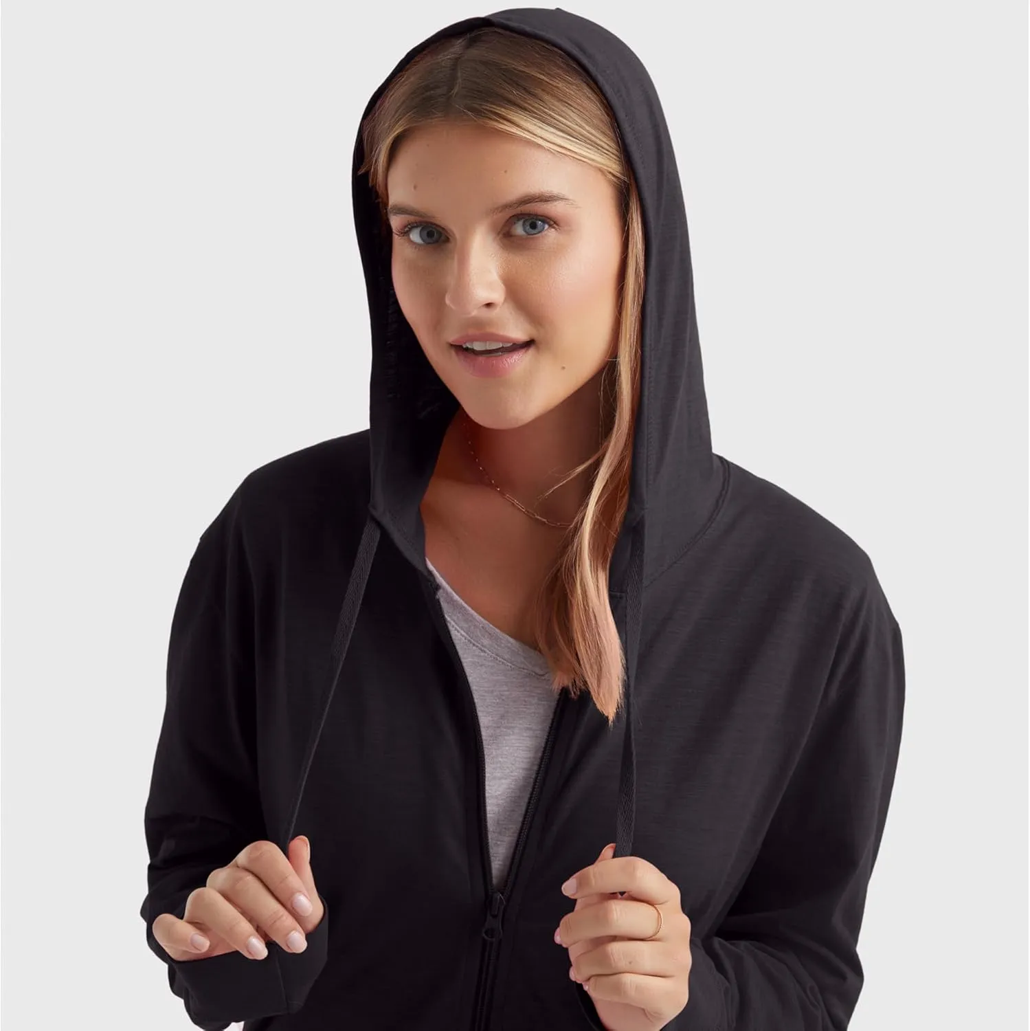 Hanes Womens Slub Knit Full-Zip Hoodie, Textured Cotton Zip-Up T-Shirt Hoodie for Women