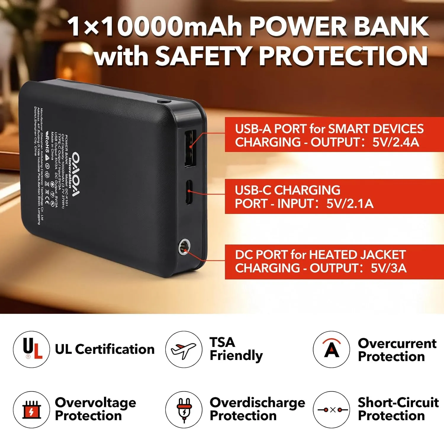 Heated Jackets for Women, 9 Heating Areas With 10000mAh Power Bank,Winter Warm Outdoor Ski Coat