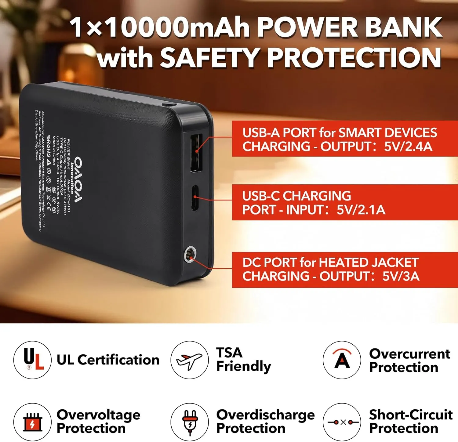 Heated Jackets for Women, 9 Heating Areas With 10000mAh Power Bank,Winter Warm Outdoor Ski Coat