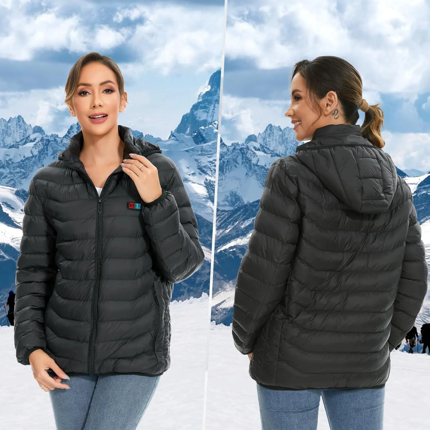 Heated Jackets for Women, 9 Heating Areas With 10000mAh Power Bank,Winter Warm Outdoor Ski Coat