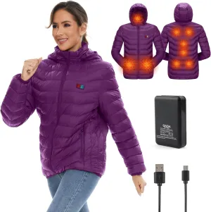 Heated Jackets for Women, 9 Heating Areas With 10000mAh Power Bank,Winter Warm Outdoor Ski Coat