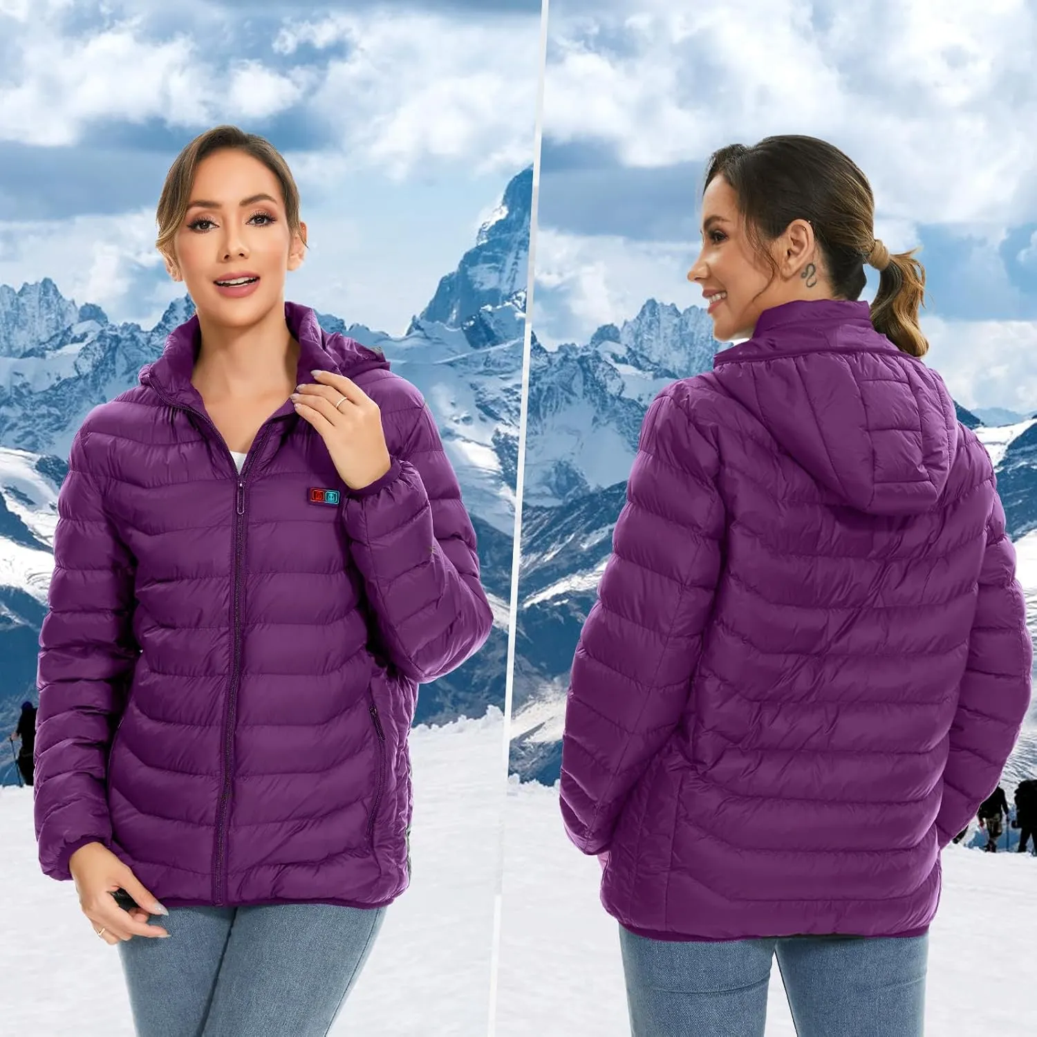 Heated Jackets for Women, 9 Heating Areas With 10000mAh Power Bank,Winter Warm Outdoor Ski Coat