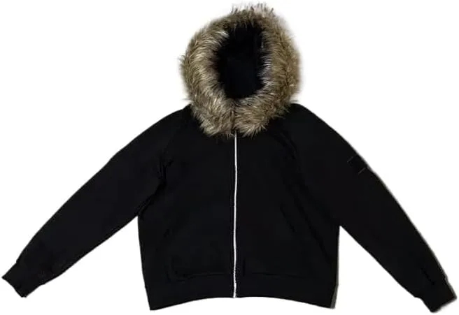 heyheyshine Men's Zip Up Hoodie Fur Hooded Jacket Y2k Emo Grunge 2000s Clothes Grunge Hoodie Warm Winter Coat for Men