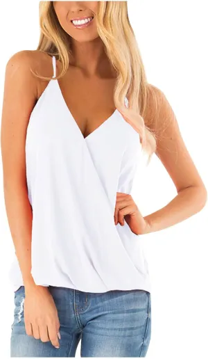 Hollow Out Wrap Sleeveless Camisole for Women Summer Vacation Loose Tank Top Sleeveless Shirt Casual Vest Tank Tops
