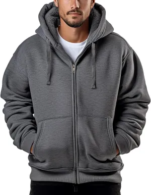 Hoodies for Men Full Zip Up Fashion Sweatshirt Thick Fleece Sherpa Lined Winter Jackets Warm Coats