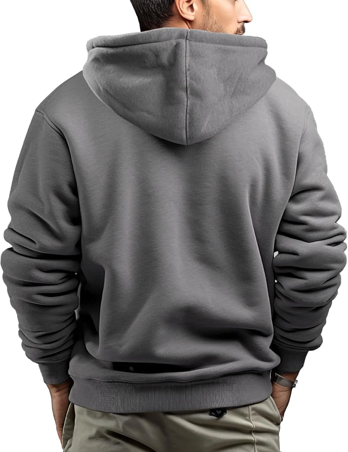 Hoodies for Men Full Zip Up Fashion Sweatshirt Thick Fleece Sherpa Lined Winter Jackets Warm Coats
