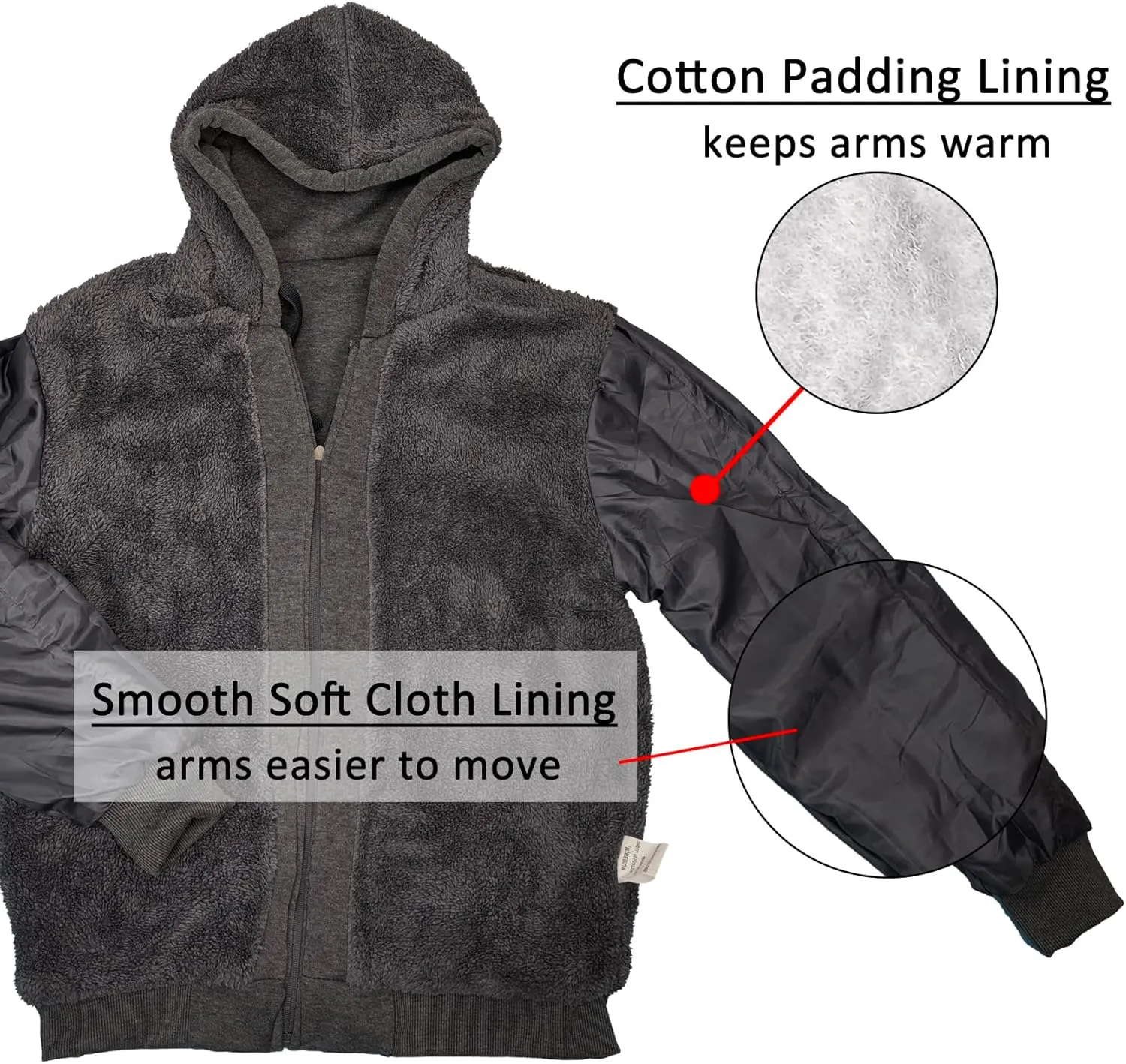 Hoodies for Men Full Zip Up Fashion Sweatshirt Thick Fleece Sherpa Lined Winter Jackets Warm Coats