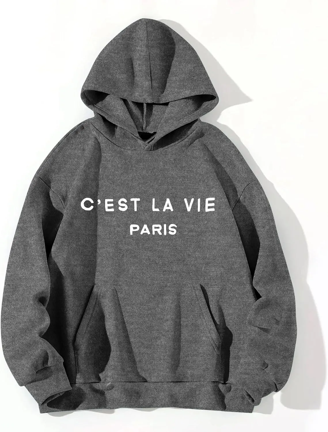 Hoodies for Women Cest La Vie Paris Hooded Sweatshirt Oversized Sweaters Drawstring Long Sleeve Pullover with