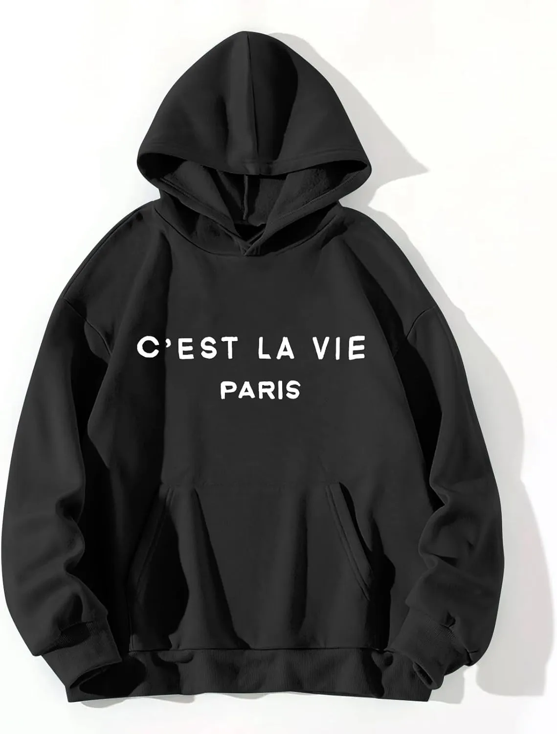 Hoodies for Women Cest La Vie Paris Hooded Sweatshirt Oversized Sweaters Drawstring Long Sleeve Pullover with