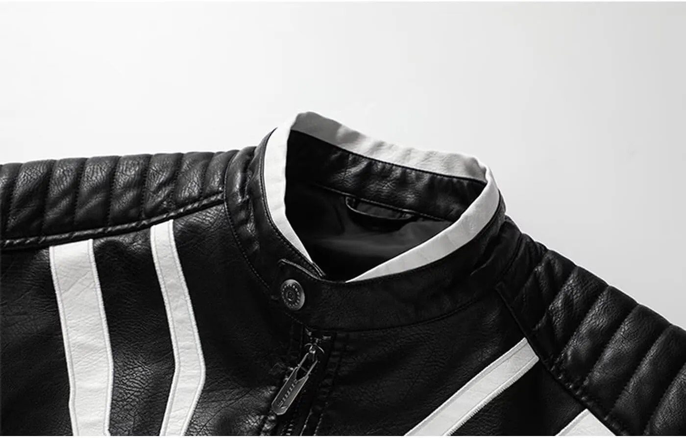 INVACHI Mens Faux Leather Jacket Vintage Motorcycle Jacket for Men Waterproof PU Leather Jacket with Spider Design