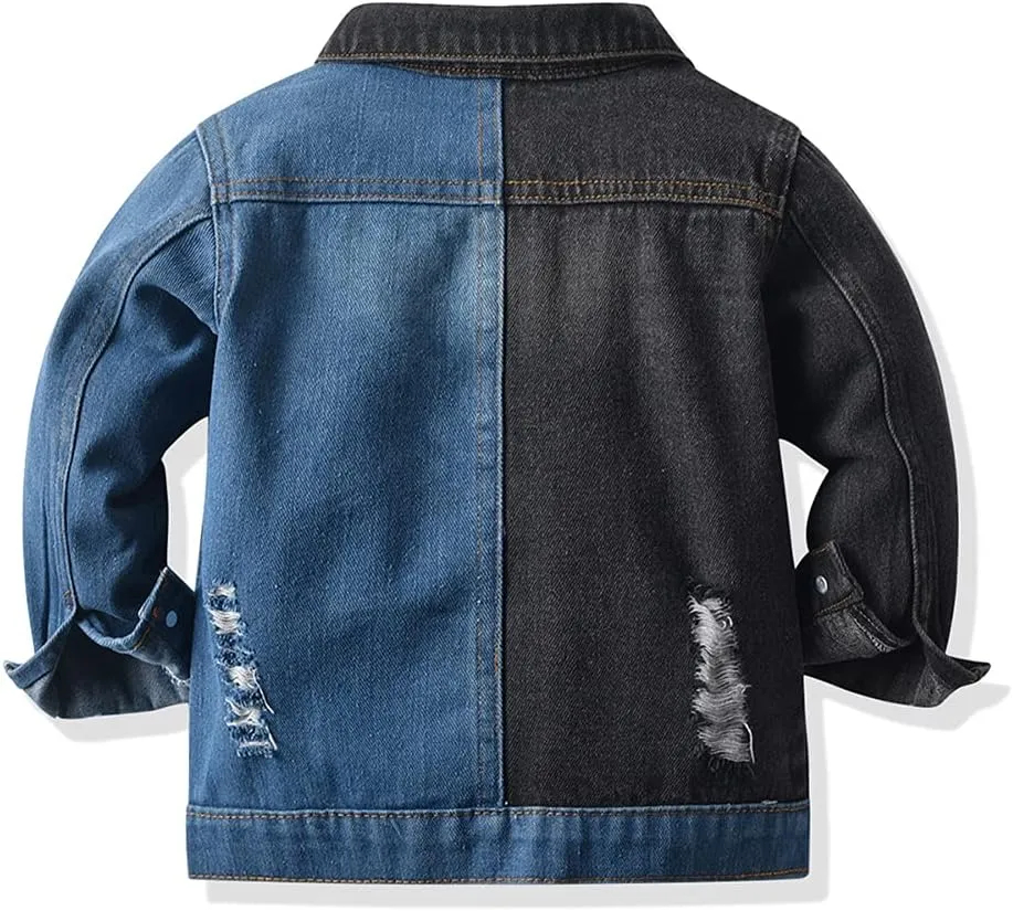 IWEMEK Toddler Baby Boy Girl Denim Jackets Button Down Jeans Jacket Top Coat Ripped Cowboy Outwear Hooded Winter Fall Clothes