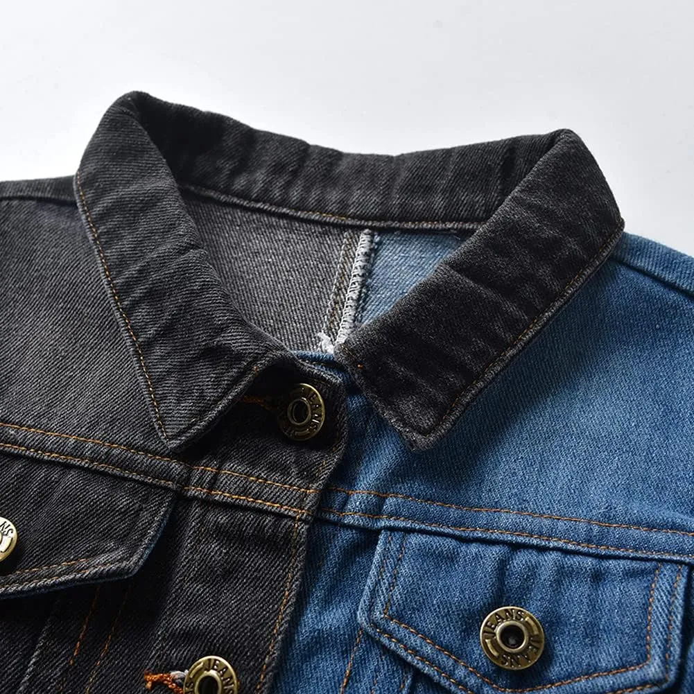 IWEMEK Toddler Baby Boy Girl Denim Jackets Button Down Jeans Jacket Top Coat Ripped Cowboy Outwear Hooded Winter Fall Clothes