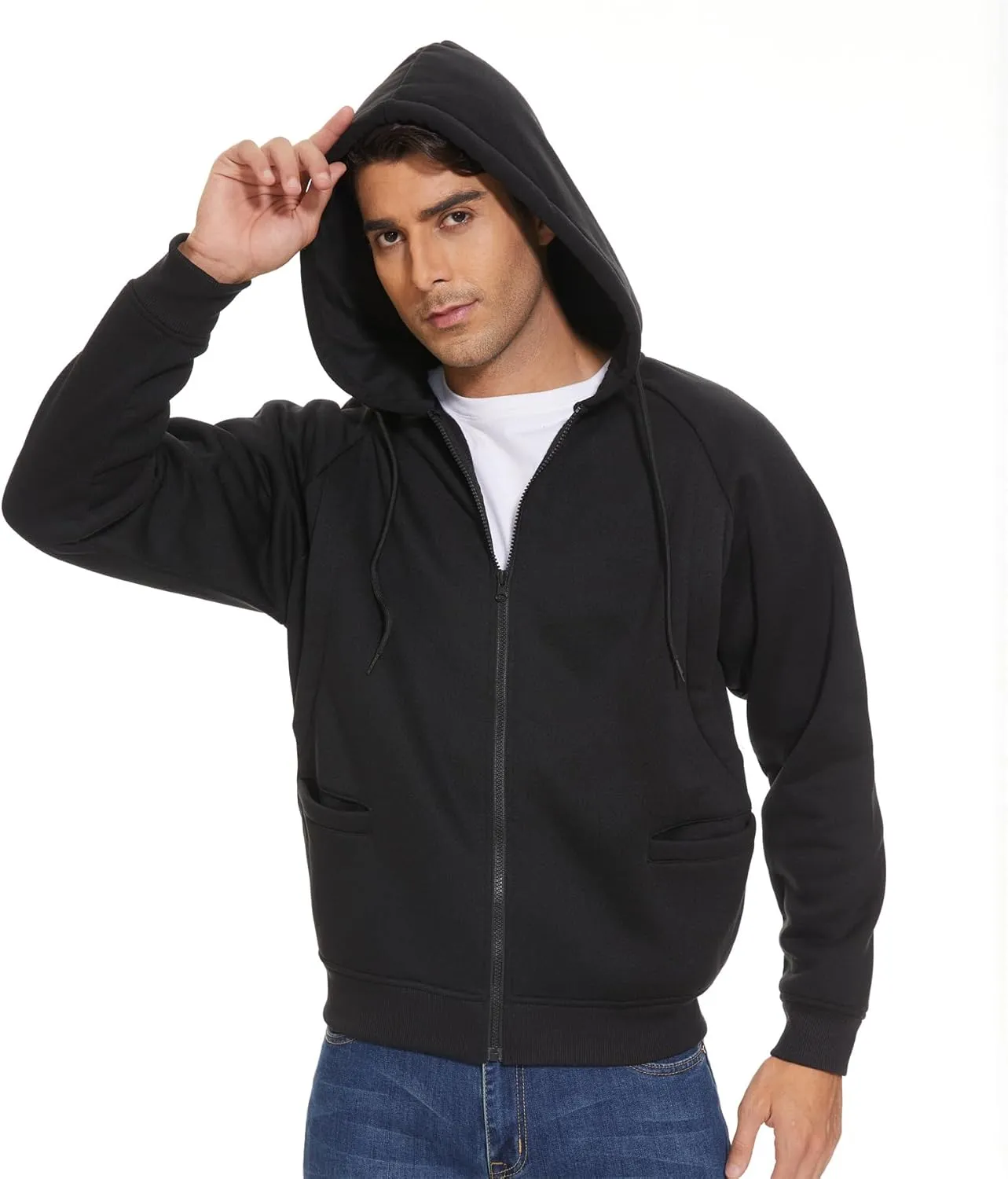 JACKETOWN Hoodie for Men Full Zip Up Sweatshirts Hoodies Lightweight Fashion Jacket with Pockets