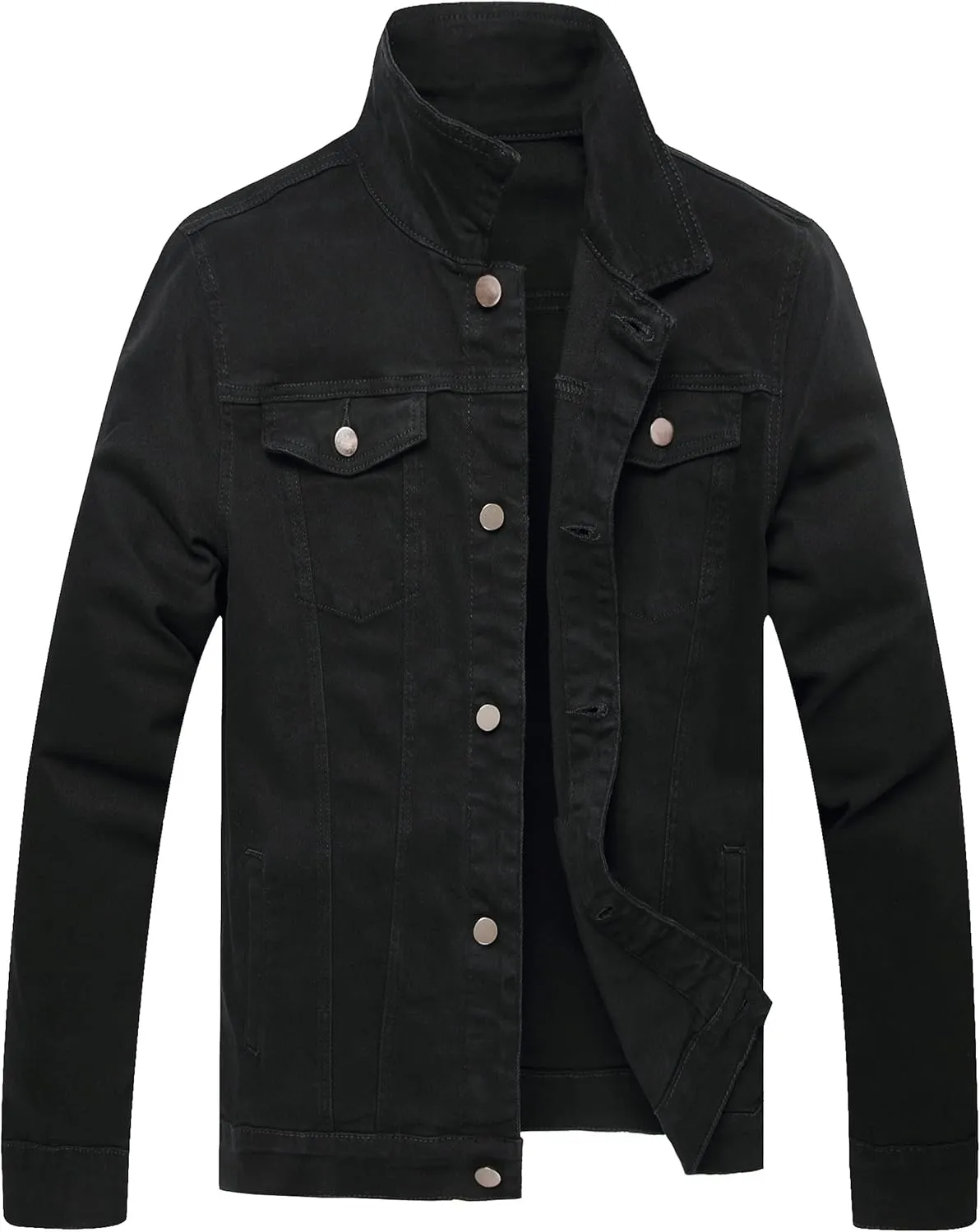 Jean Jacket Men, Men's Denim Jacket Distressed Ripped Slim Fit Stretch Trucker Jackets Classic Casual Denim Coat