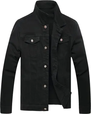 Jean Jacket Men, Men's Denim Jacket Distressed Ripped Slim Fit Stretch Trucker Jackets Classic Casual Denim Coat
