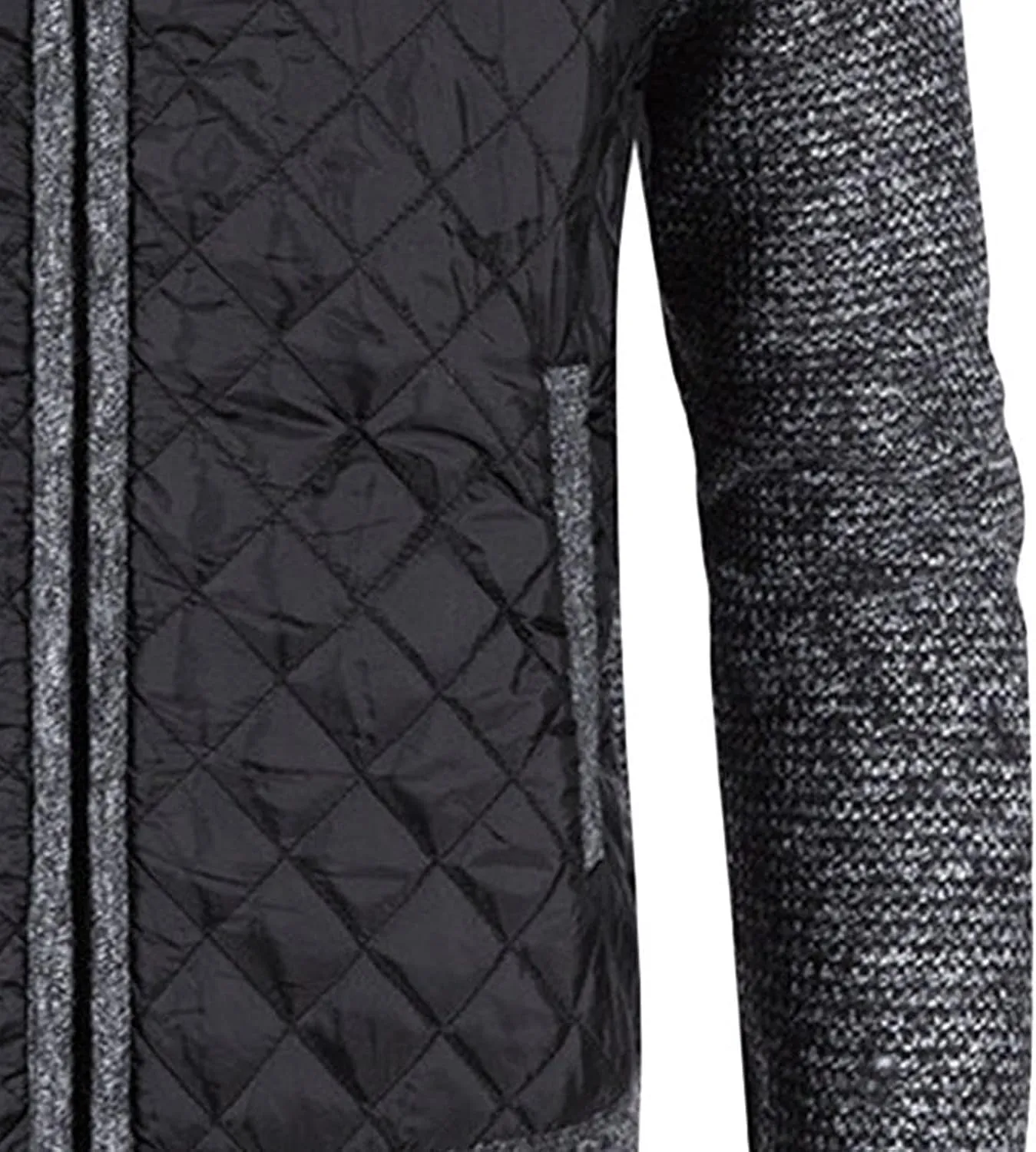 JEShifangjiusu Men Cotton Padded Cardigan Jacket Knitted Blouse Coat Vertical Collar Top Autumn Casual Long Sleeve Sweater