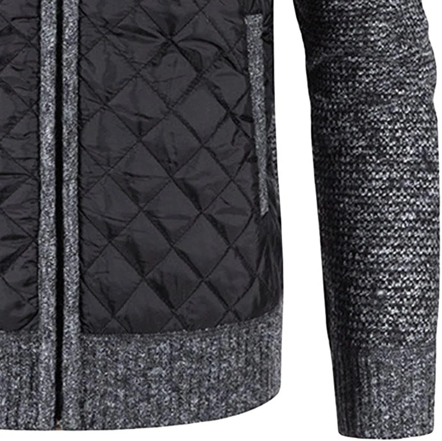 JEShifangjiusu Men Cotton Padded Cardigan Jacket Knitted Blouse Coat Vertical Collar Top Autumn Casual Long Sleeve Sweater