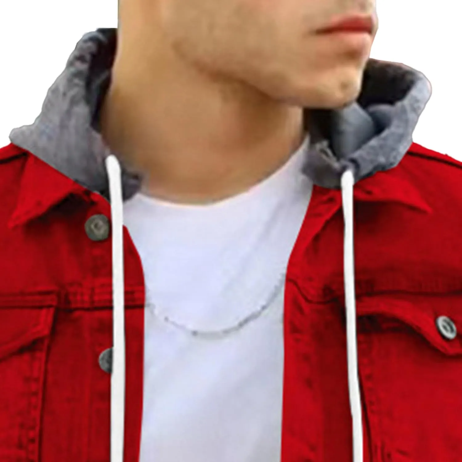 JEShifangjiusu Men'S Denim Hoodie Military Jacket Casual Slim Fit Button Down Jeans Coat Fashion Winter Denim Trucker Jacket