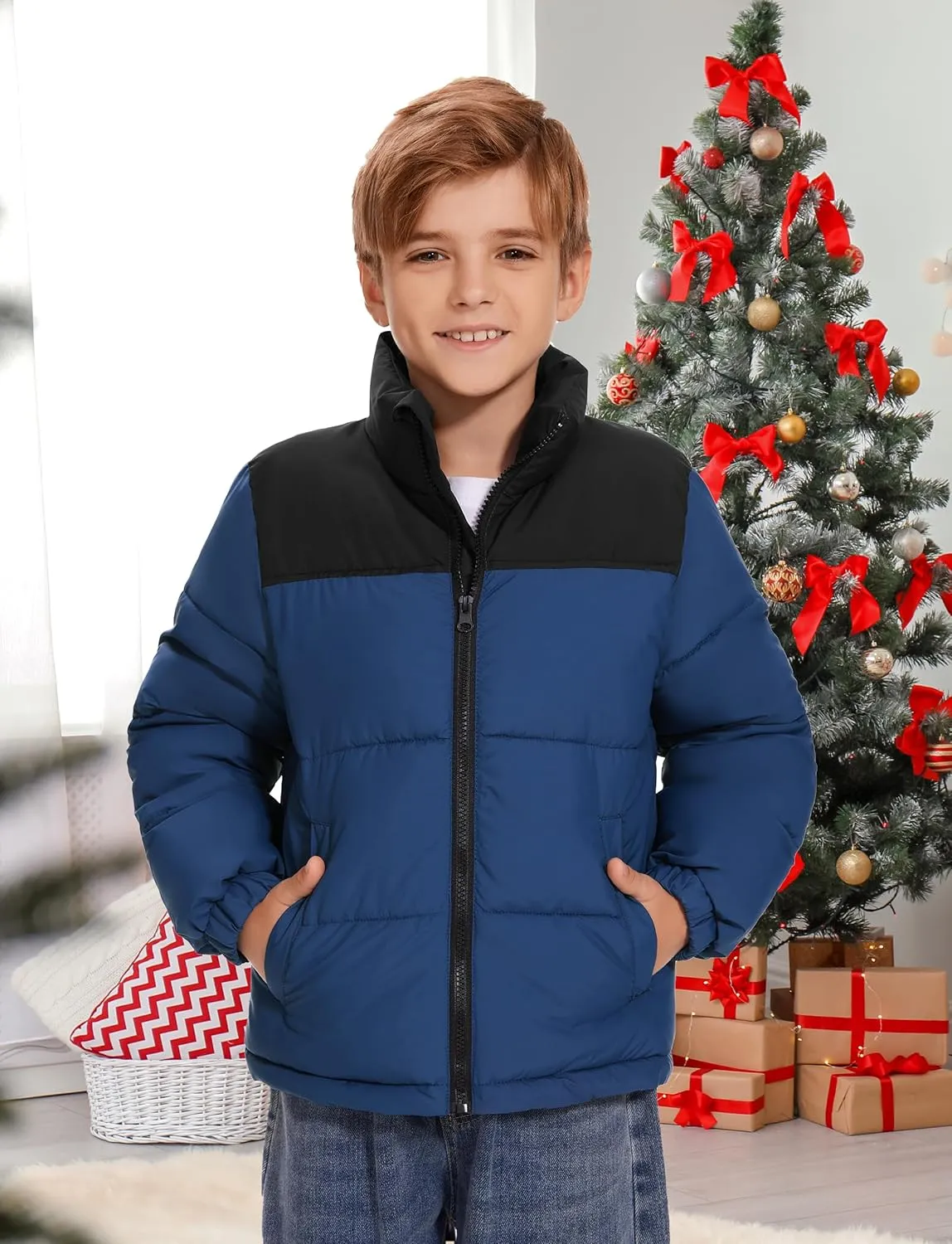 Kids Boys' Girls Winter Coat Puffer Jacket Water-Resistant Insulated Fashion Colorblock Quilted Bubble Outerwear