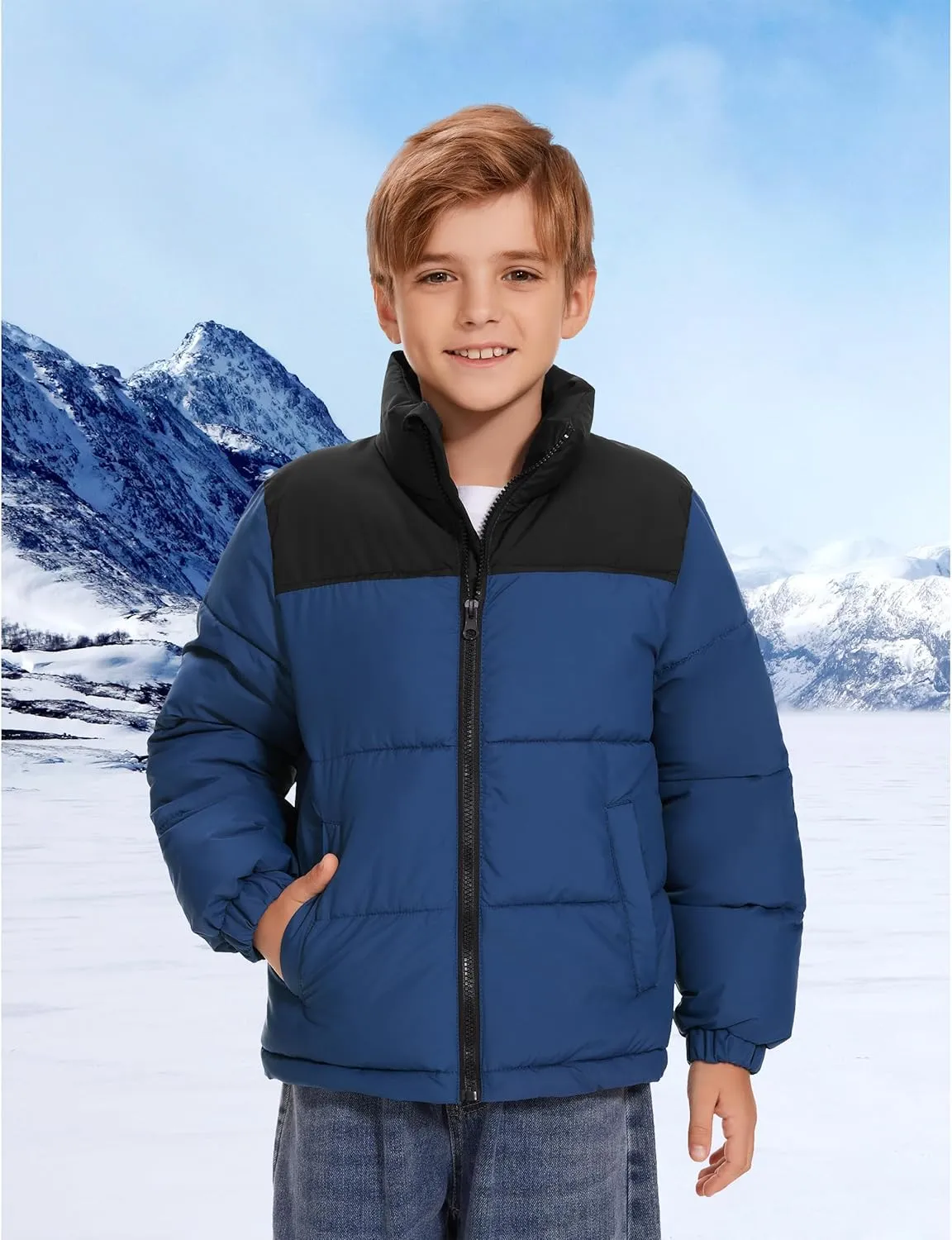 Kids Boys' Girls Winter Coat Puffer Jacket Water-Resistant Insulated Fashion Colorblock Quilted Bubble Outerwear