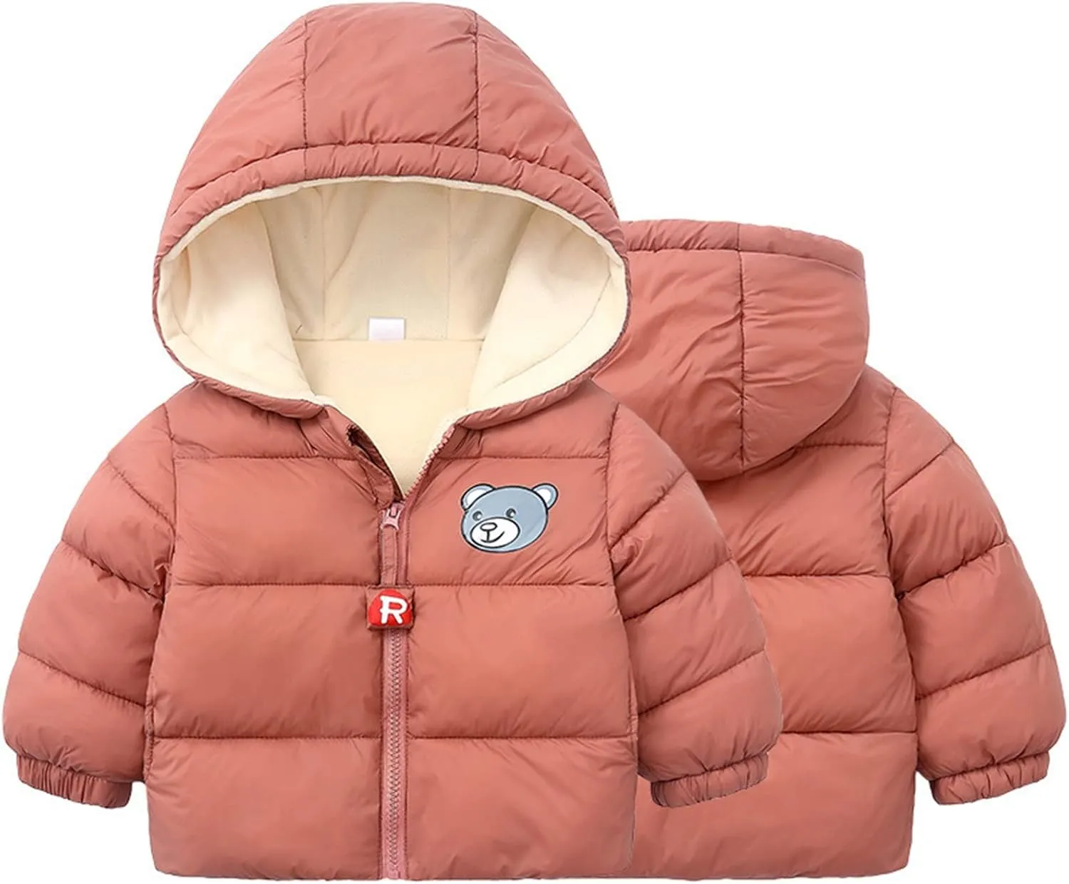 Kids Toddler Baby Girls Boys Winter Warm Thick Cotton Long Sleeve Bear Hooded Padded Clothes Coat Girls' Puffe