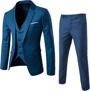 LCMTWX Men'S Suits 2024 3 Suit Business Wedding Party Jacket Vest & Pants Coat Blue Suit For Men Suit Separates For Men