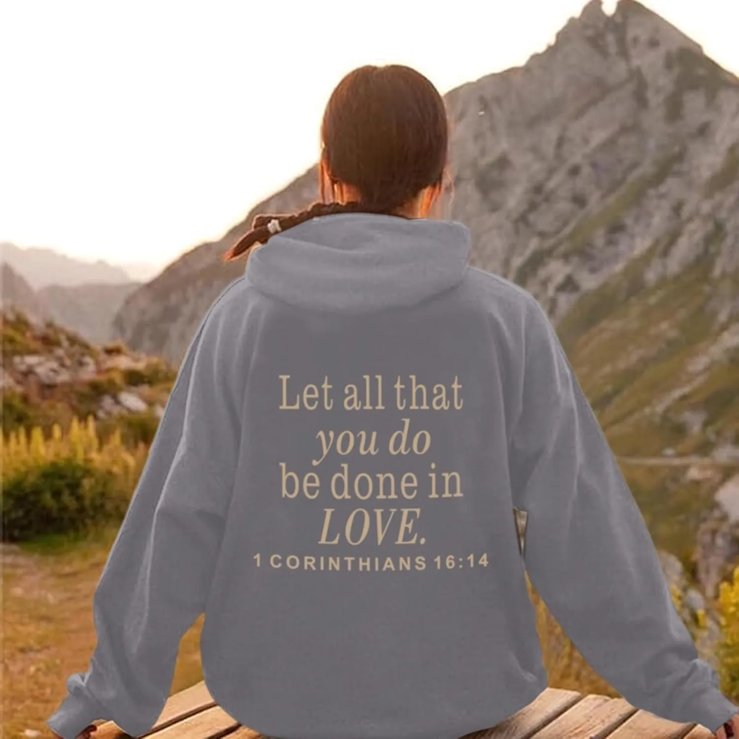 Let All That You Do Be Done in Love Hoodie for Women Christian Faith Sweatshirt Bible Verse Religious Pullover Tops