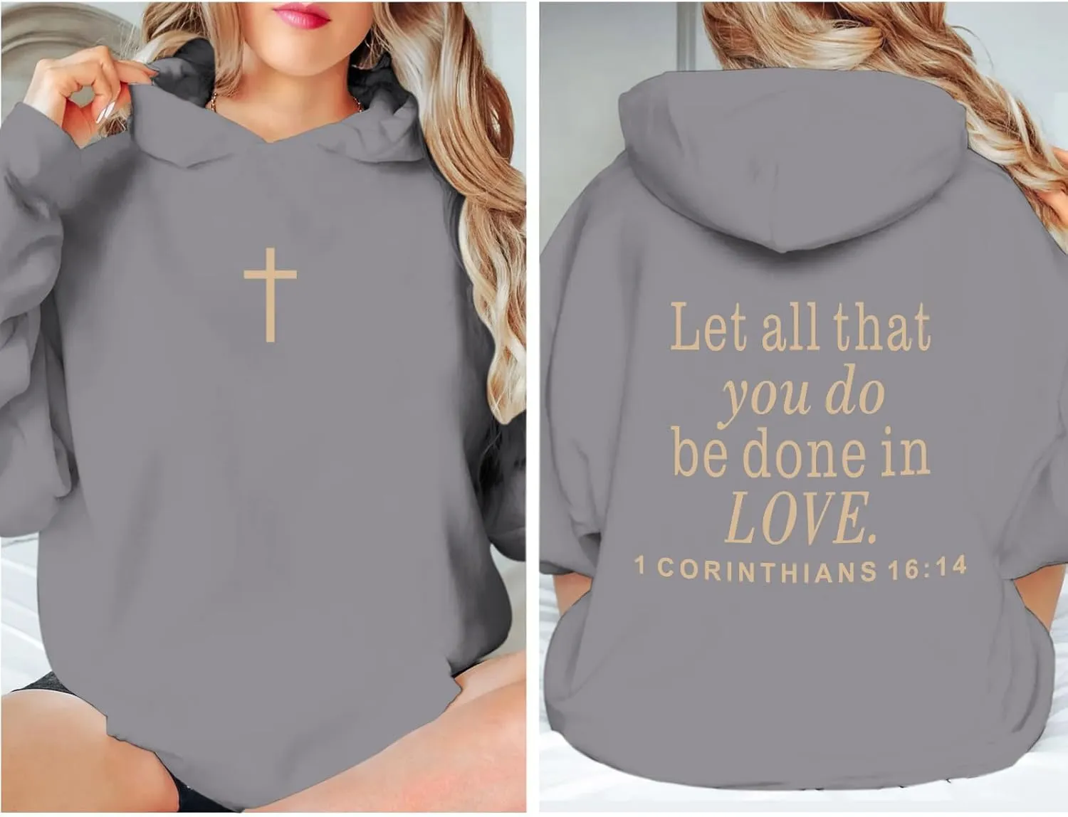 Let All That You Do Be Done in Love Hoodie for Women Christian Faith Sweatshirt Bible Verse Religious Pullover Tops